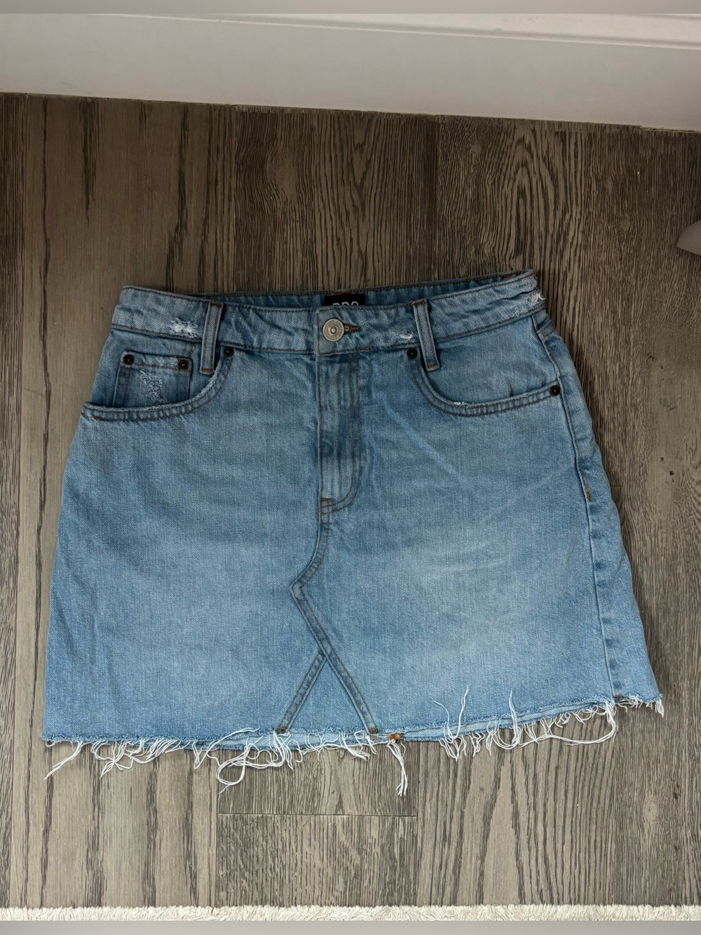 BDG Denim Mini Skirt Raw Hem Medium Wash Size M
